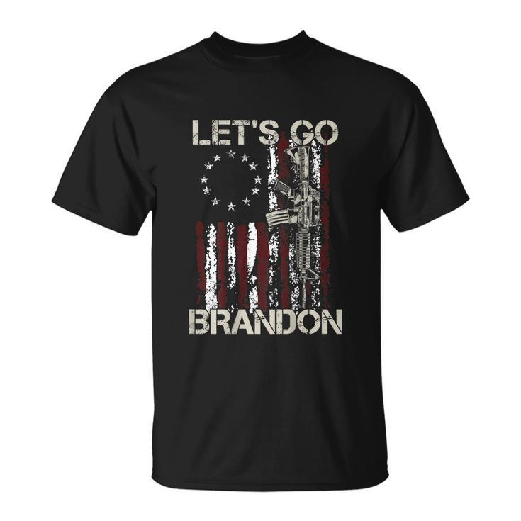 Gun American Flag Patriots Lets Go Brandon T-shirt