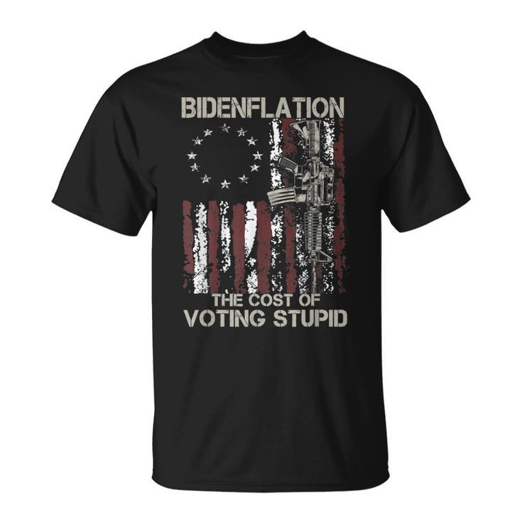 Gun Usa Flag Patriots Bidenflation The Cost Of Voting Stupid T-shirt
