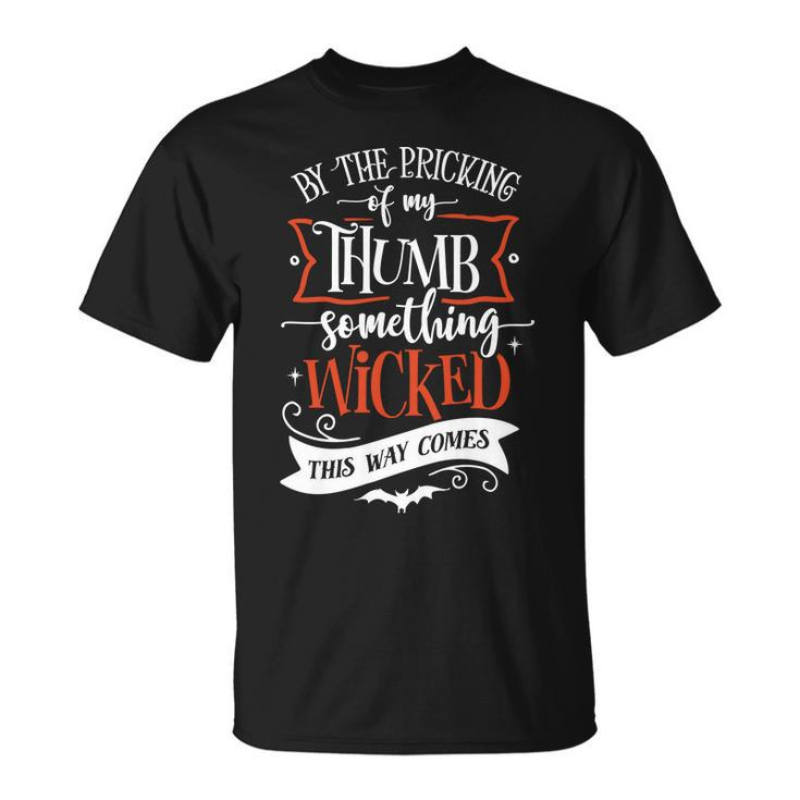 Halloween By The Pricking Of My Thumb -  Orange And White Men Women T-shirt Graphic Print Casual Unisex Tee