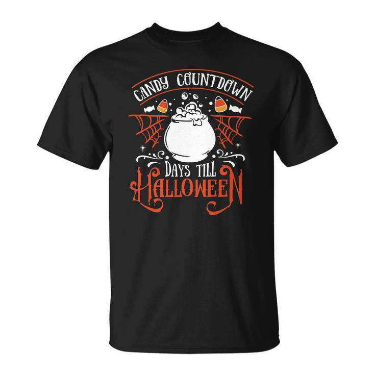 Halloween Candy Countdown Days Till Halloween -  Orange And White Men Women T-shirt Graphic Print Casual Unisex Tee