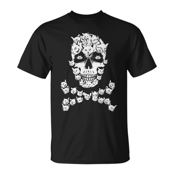 Halloween Cat Skull Costume Black Cat Kitty Skeleton Costume  Unisex T-Shirt