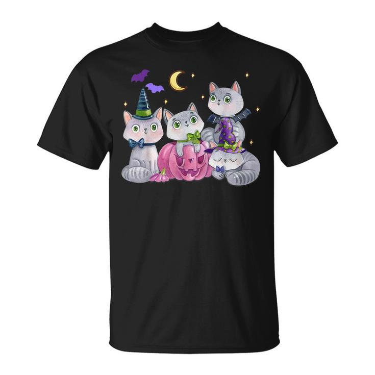 Halloween Cats Anime Cat Kawaii Neko Pumpkin Cat Lover Witch V2 T-shirt