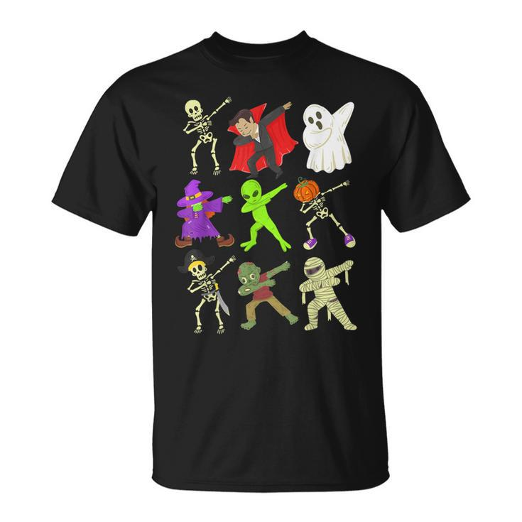 Halloween Dabbing Skeleton Vampire Mummy Zombie Pirate Witch  Unisex T-Shirt
