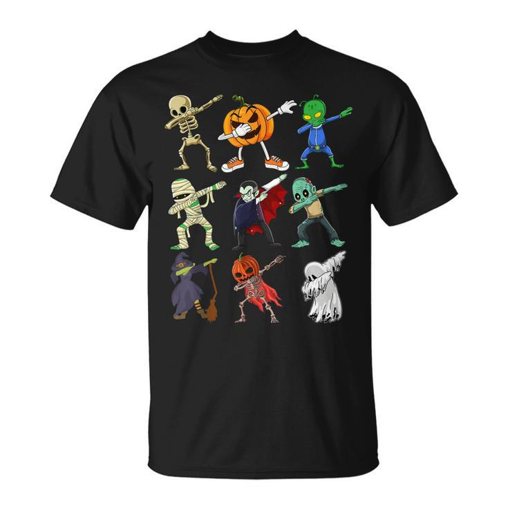 Halloween Dabbing Skeleton Witch Pumpkin Ghost For Kids Boys  Unisex T-Shirt