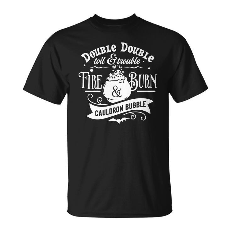 Halloween Double Double Toil And Trouble White Men Women T-shirt Graphic Print Casual Unisex Tee