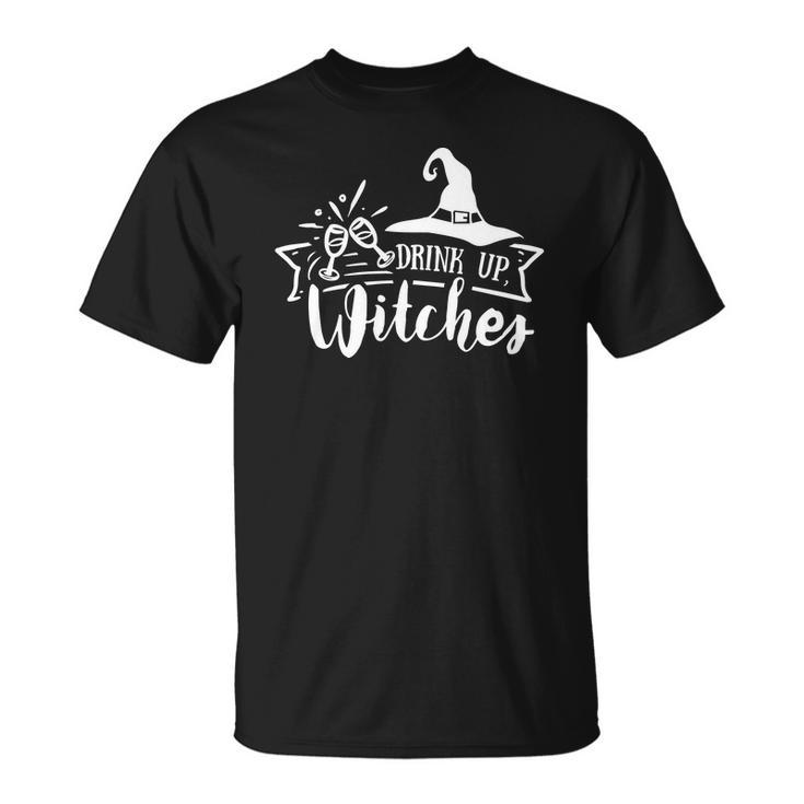 Halloween Drink Up Witches White Version Men Women T-shirt Graphic Print Casual Unisex Tee