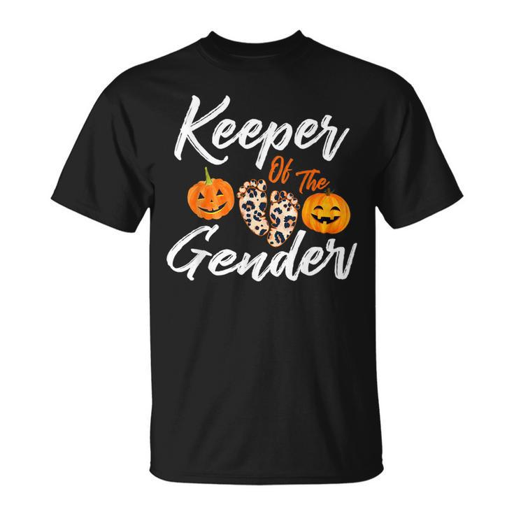 Halloween Keeper Of The Gender Reveal Pumpkin Party Leopard  Unisex T-Shirt