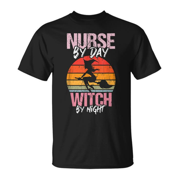 Halloween Nurse Costume Vintage Nurse By Day Witch By Night  Unisex T-Shirt