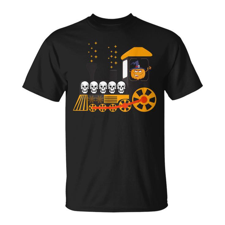 Halloween Pumpkin Witch On Train Toddler Boys Girls Kids  Unisex T-Shirt