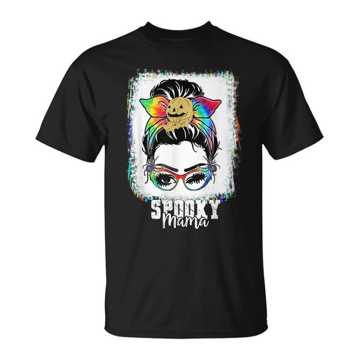 Halloween Rainbow Messy Bun Spooky Mama  Unisex T-Shirt