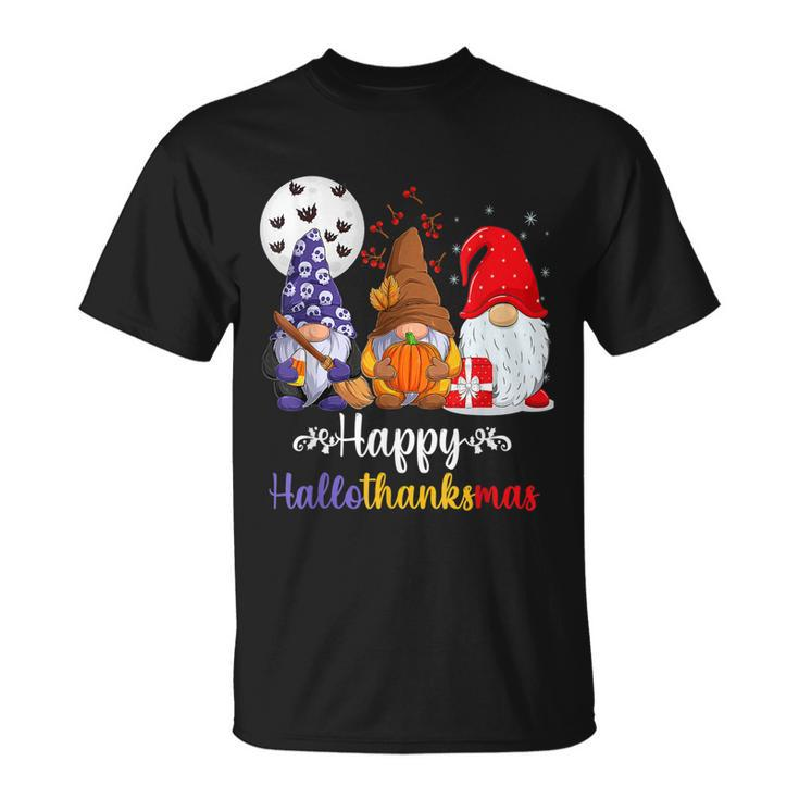 Halloween Thanksgiving Christmas Happy Hallothanksmas Gnomes V9 T-shirt