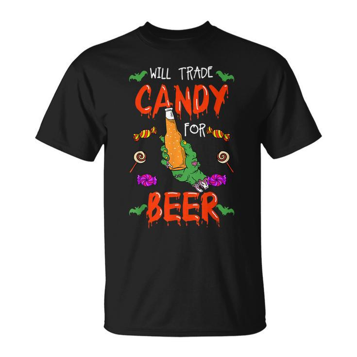 Halloween Trick Or Treat Will Trade Candy For Beer Cool Gift  Unisex T-Shirt