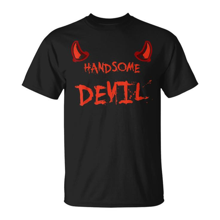 Handsome Devil Blood Horns Halloween Night Party Costume  Unisex T-Shirt
