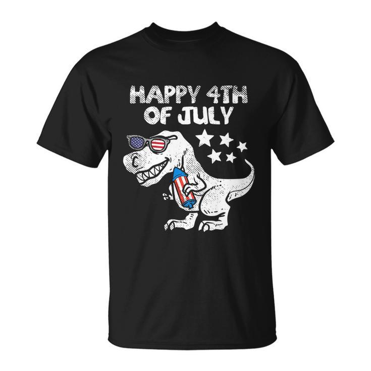 Happy 4Th Of July Trex Dinosaur American Dino Unisex T-Shirt
