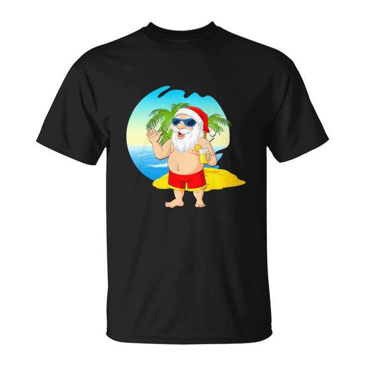 Happy Christmas In July 2022 Santa Hawaiian Beach Unisex T-Shirt