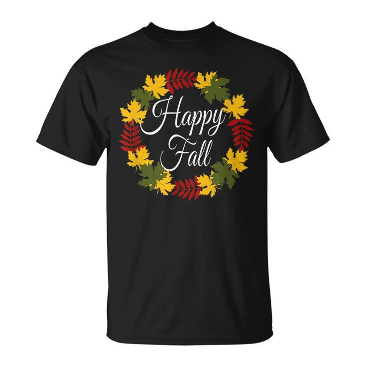 Happy Fall Leaves Cute Autumn Funny Halloween Holiday Women  Unisex T-Shirt
