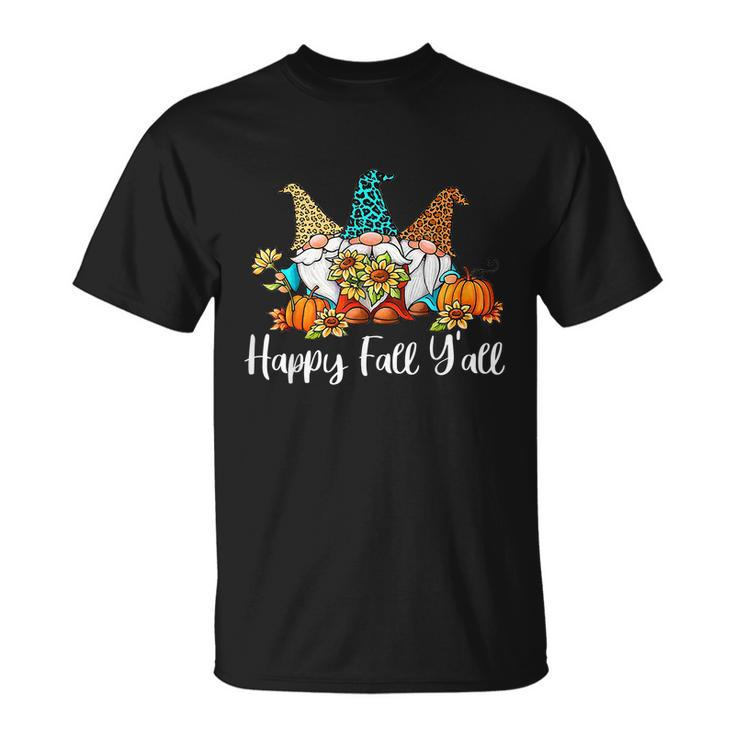Happy Fall Yall Tshirt Gnome Leopard Pumpkin Autumn Gnomes T-Shirt