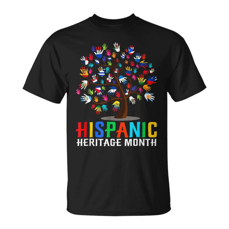Happy Hand Flag Tree Root Latino National Hispanic Heritage T-shirt