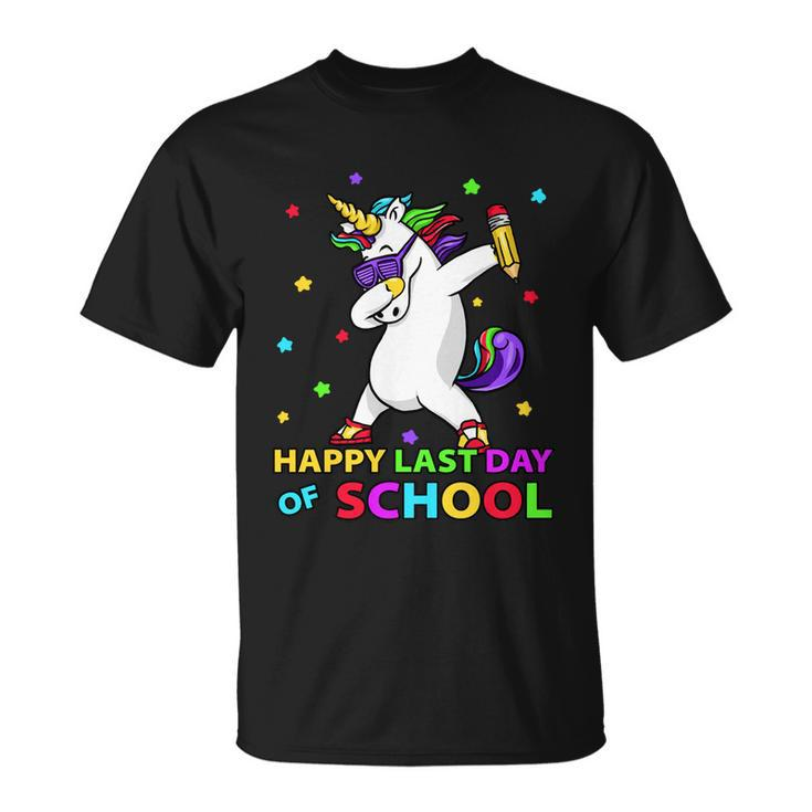 Happy Last Day Of School Funny Unicorn Cute Teacher Student Cute Gift Unisex T-Shirt