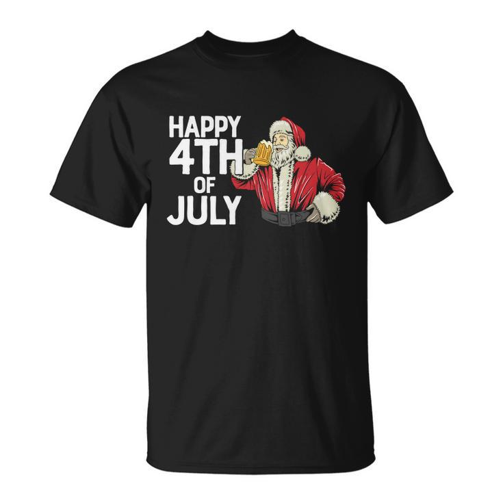 Happy Th Of July Santa Christmas In July Unisex T-Shirt