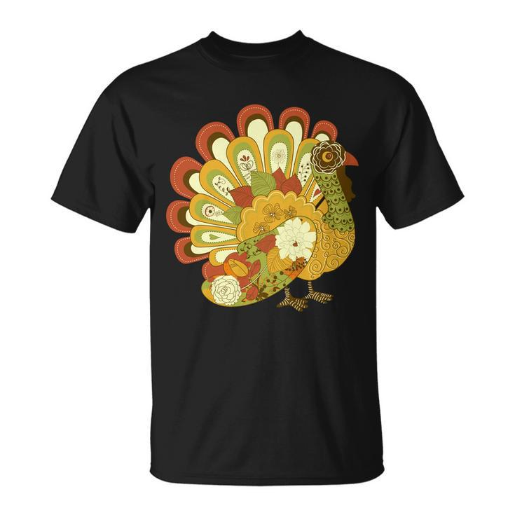Happy Thanksgiving Floral Turkey Tshirt Unisex T-Shirt