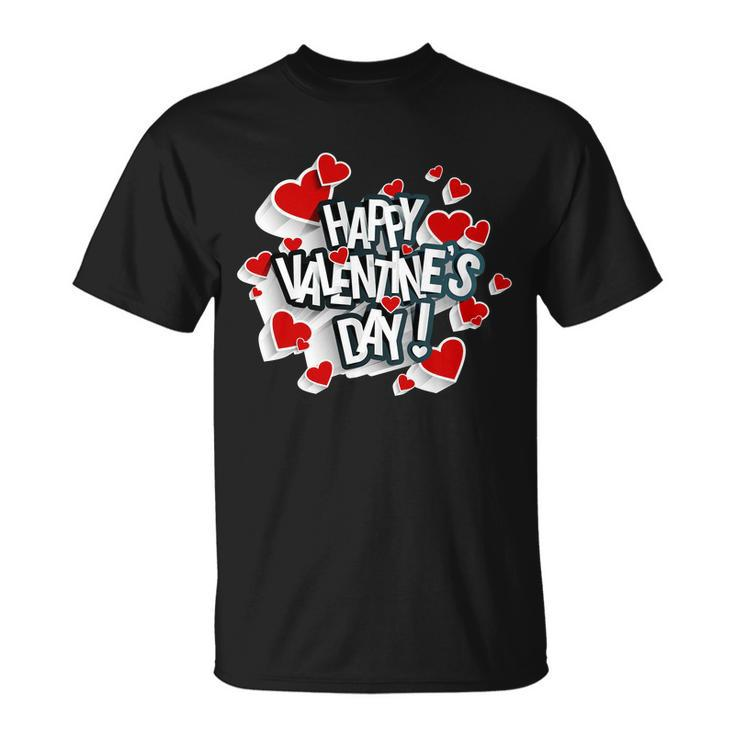 Happy Valentines Day Love Hearts Logo Unisex T-Shirt