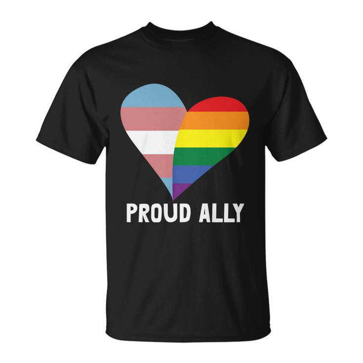 Heart Proud Ally Lgbt Gay Pride Lesbian Bisexual Ally Quote Unisex T-Shirt