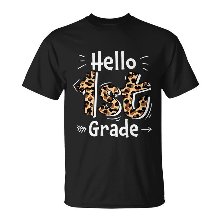 Hello 1St Grade Leopard Back To School First Day Of School Unisex T-Shirt