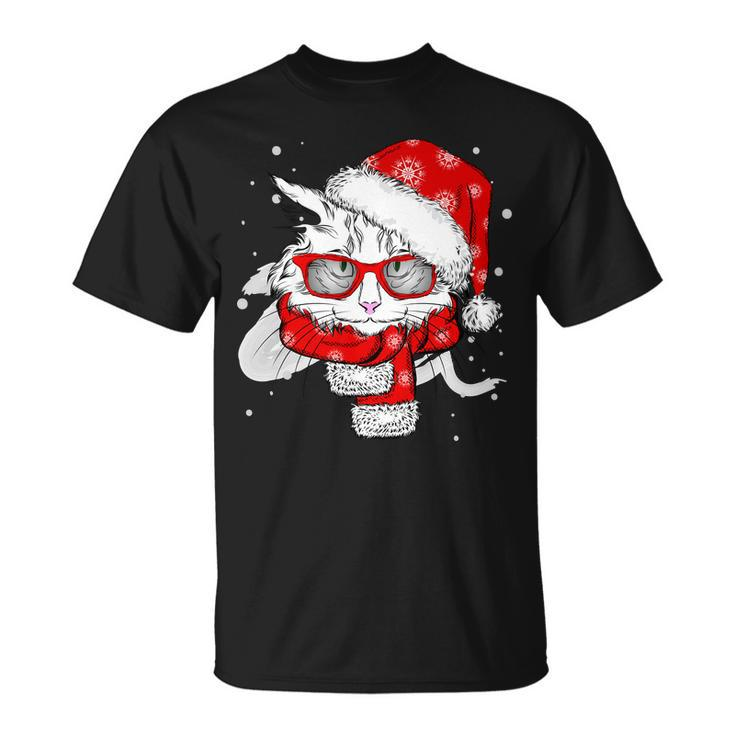Hipster Christmas Cat Unisex T-Shirt