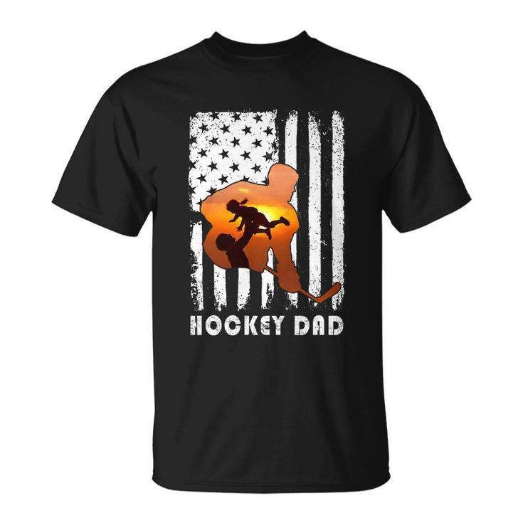 Hockey Dad Father And Kid Family Hockey Lover Unisex T-Shirt