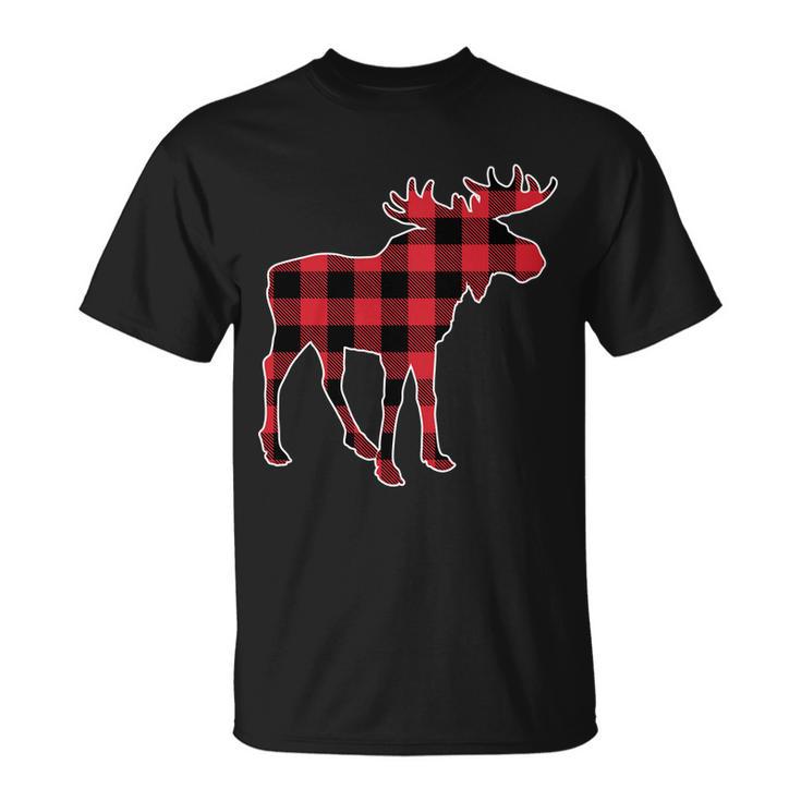 Holiday Plaid Moose Unisex T-Shirt