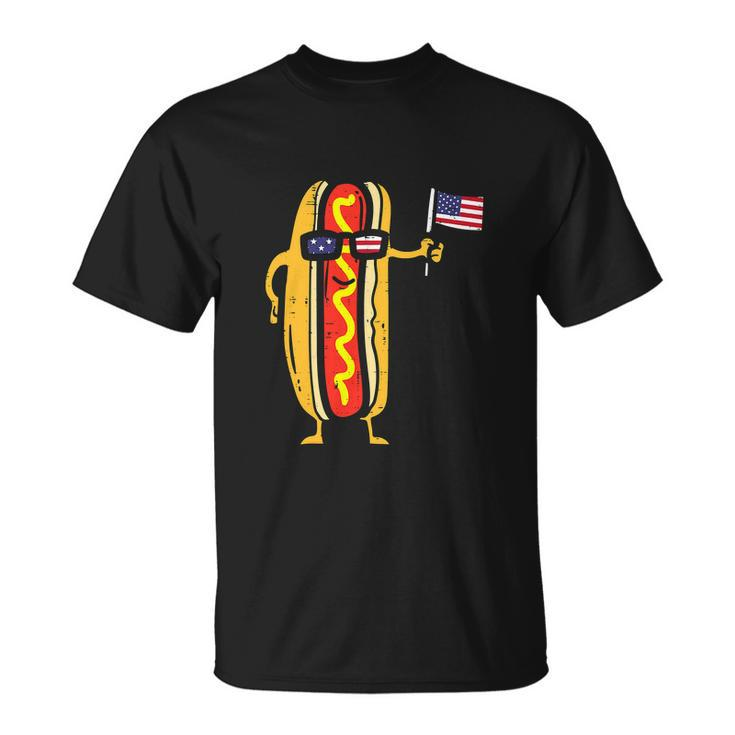 Hotdog Sunglasses American Flag Funny 4Th Of July Unisex T-Shirt
