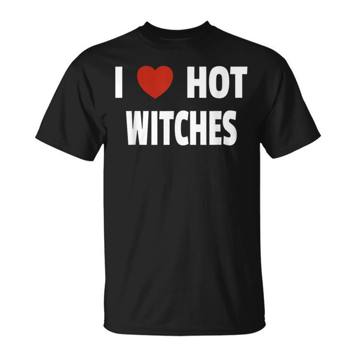 I Love Hot Witches Matching Couples Halloween Costume  Unisex T-Shirt