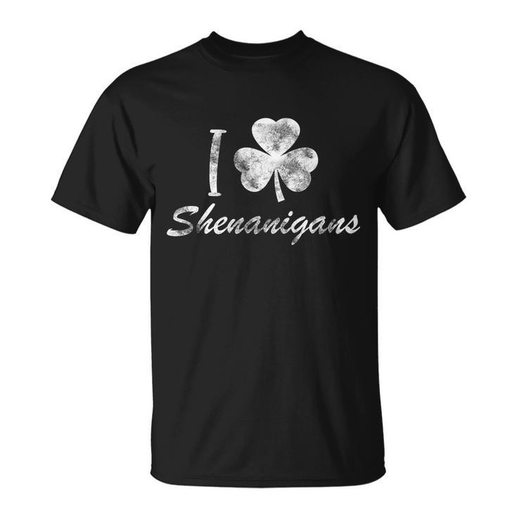 I Love Shenanigans Vintage St Patricks Day Tshirt Unisex T-Shirt