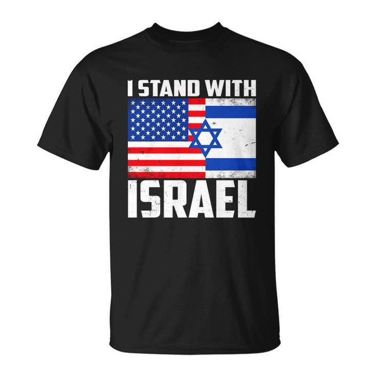 I Stand With Israel Us Flags United Distressed Unisex T-Shirt