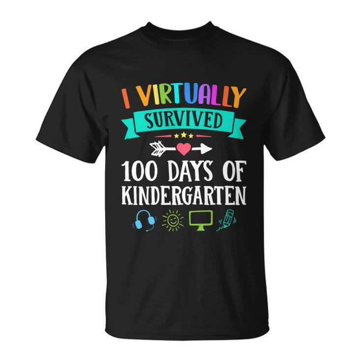 I Virtually Survived 100 Days Of Kindergarten Teacher Kids Meaningful Gift Unisex T-Shirt