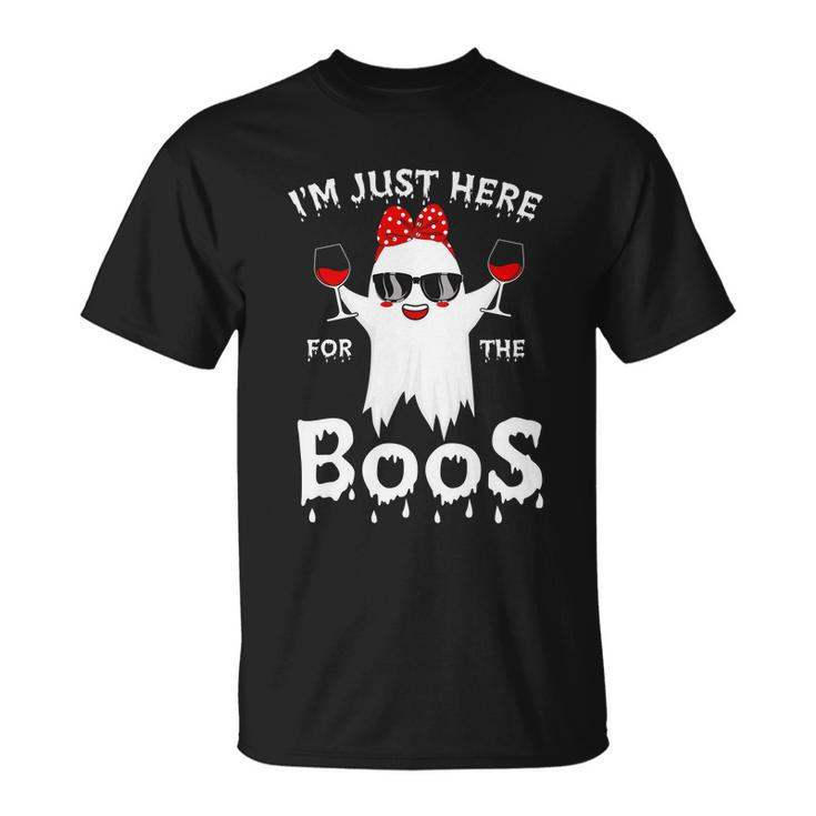 Im Just Here For The Boos Ghost Boo Halloween Quote Unisex T-Shirt