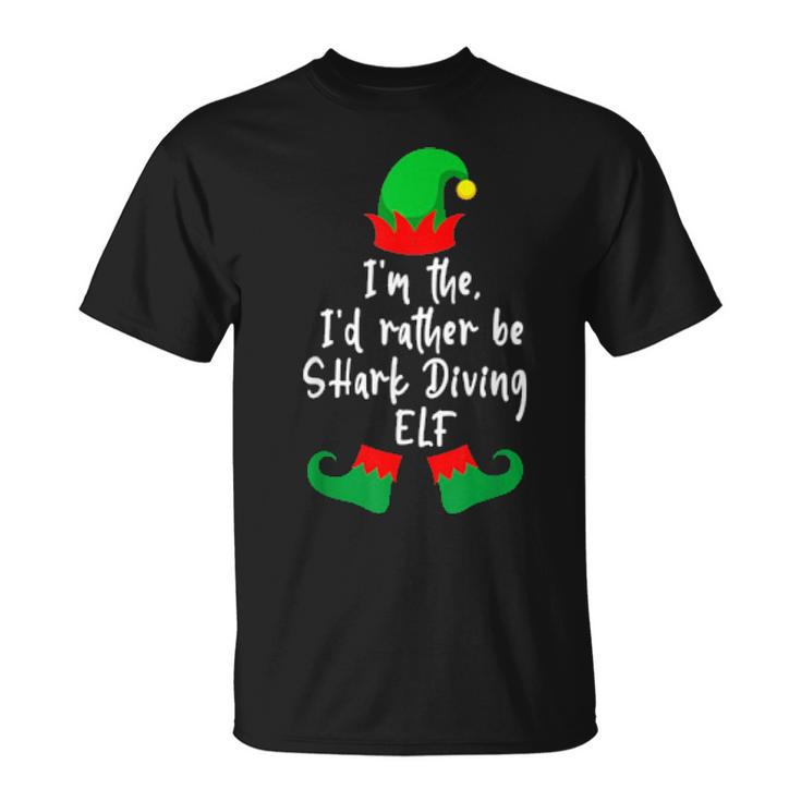 Im The Id Rather Be Shark Diving Elf Diver Xmas Men Women T-shirt Graphic Print Casual Unisex Tee