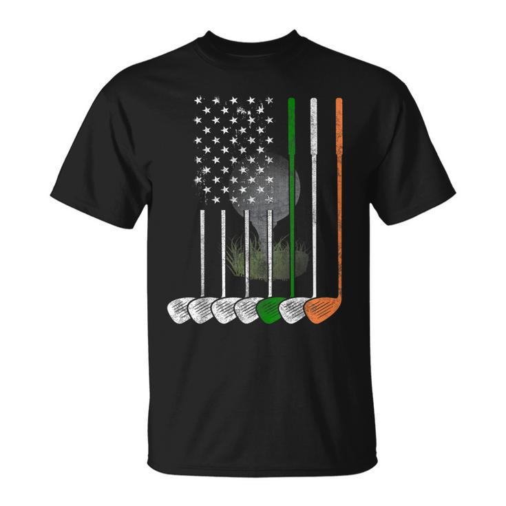 Irish American Flag Vintage Golf Flag St Patricks Day T-shirt
