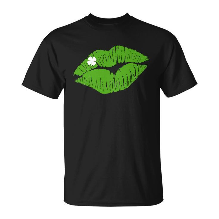 Irish Lips Kiss Clover St Pattys Day T-Shirt