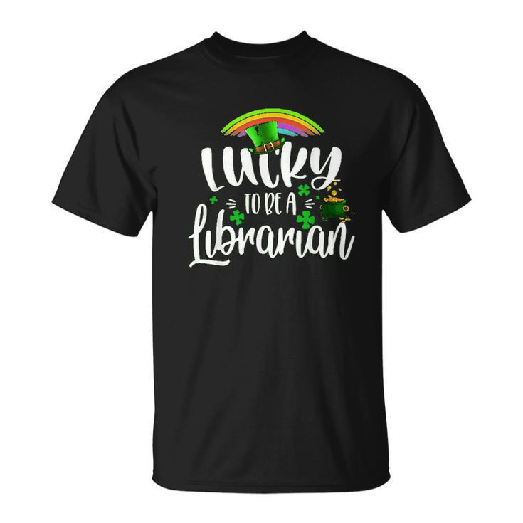 Irish Lucky To Be A Librarian St Patricks Day Teacher Gift Men Women T-shirt Graphic Print Casual Unisex Tee
