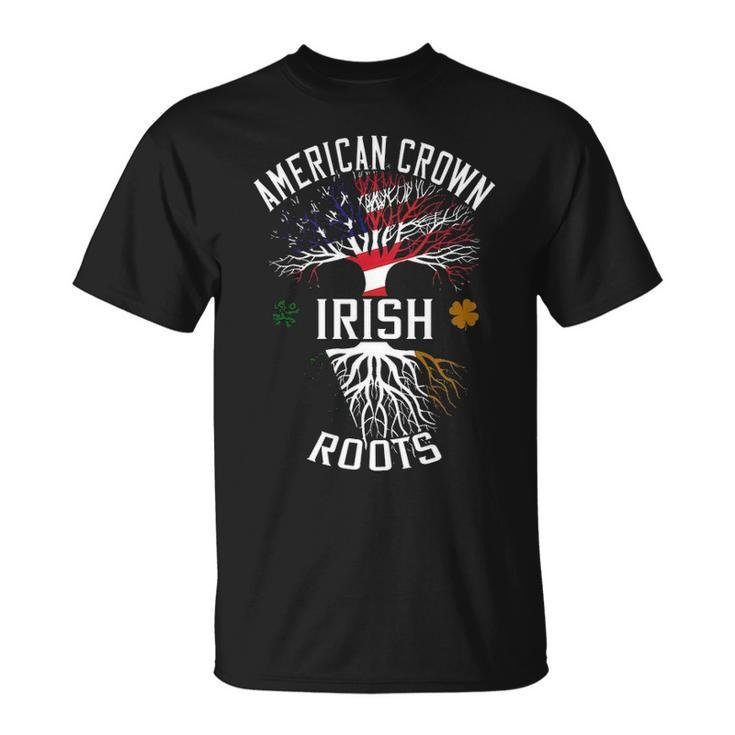 Irish Pride American Grown Irish Roots Proud Tree Irish Flag American Flag T-shirt