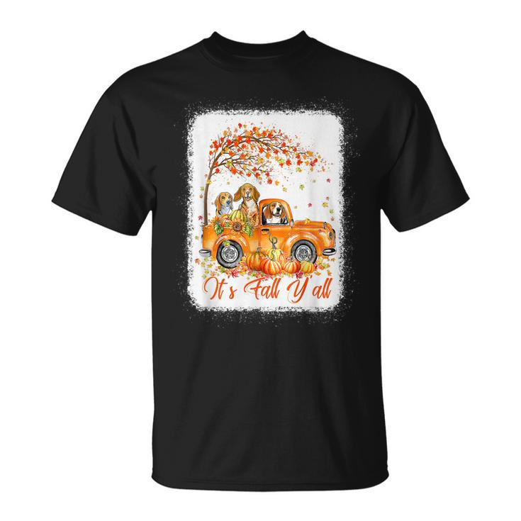 Its Fall Yall Beagle Riding Truck Pumpkin Autumn Fall T-shirt