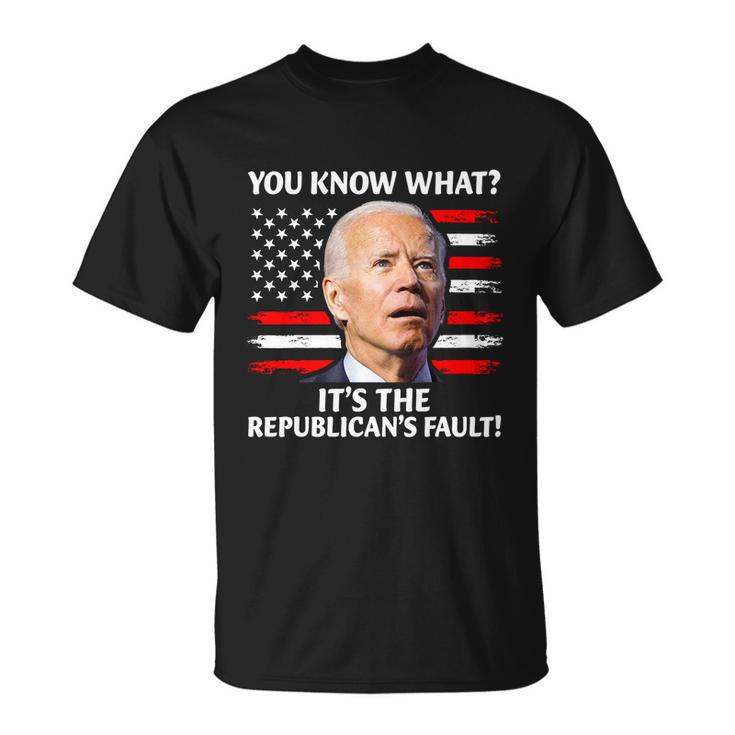 Joe Biden Falling Off Bike Its The Republicans Fault Unisex T-Shirt