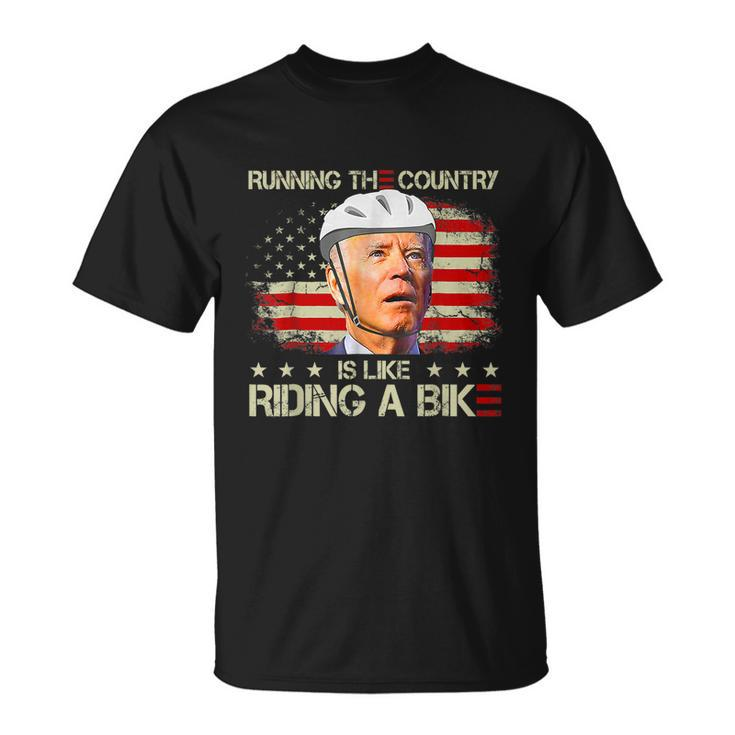 Joe Biden Falling Off Bike Running The Country Is Like Riding A Bike V2 Unisex T-Shirt