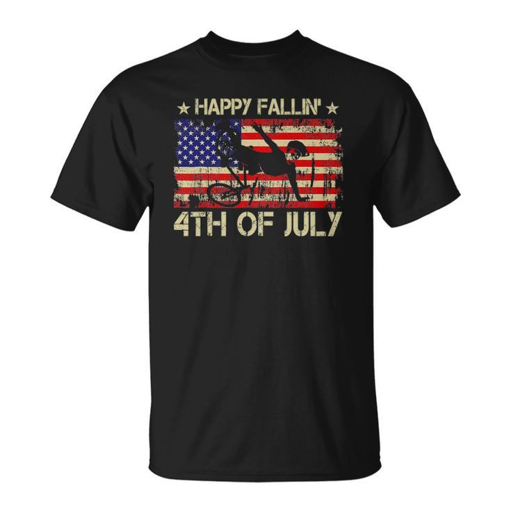 Joe Biden Happy Falling Off Bicycle Biden Bike 4Th Of July Unisex T-Shirt