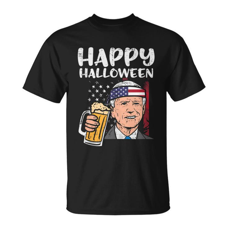 Joe Biden Us Flag Happy Halloween Funny Patriotic Men Women Unisex T-Shirt