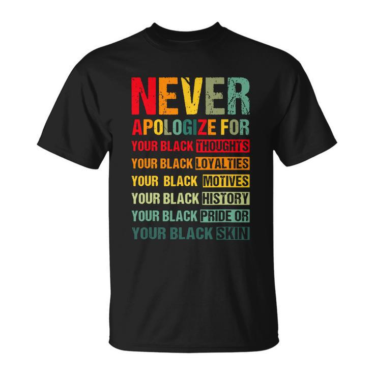 Juneteenth Black Pride Never Apologize For Your Blackness T-Shirt