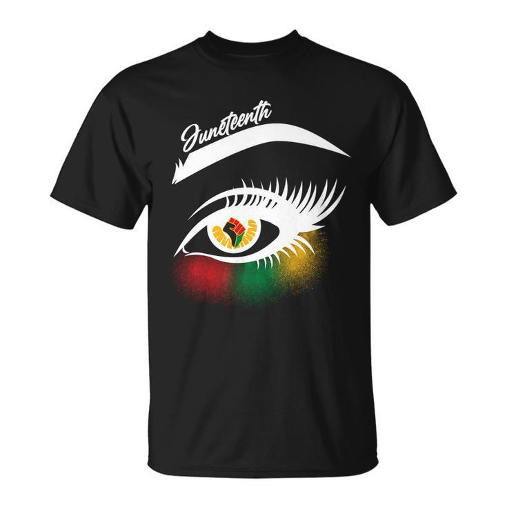 Juneteenth Red Gold Green Eyelashes Unisex T-Shirt