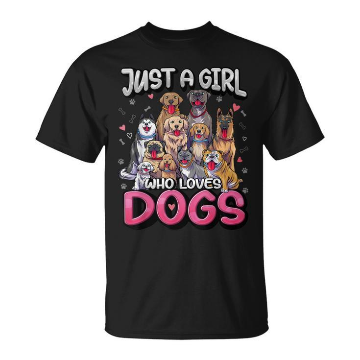 Just A Girl Who Loves Dogs Puppy Dog Lover Girls T-shirt